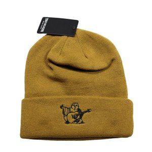True Religion Beanie Mens Gold Embroidered Buddha Cuffed Knitted Cap NEW